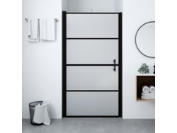 Puerta De Ducha De Vidrio Templado Esmerilado Negro 91x195 Cm