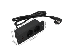 2026-as-enchufe Regleta de enchufes integrada con 2 tomas USB C y puerto USB A, PD20W, cable para muebles de 1,5 m