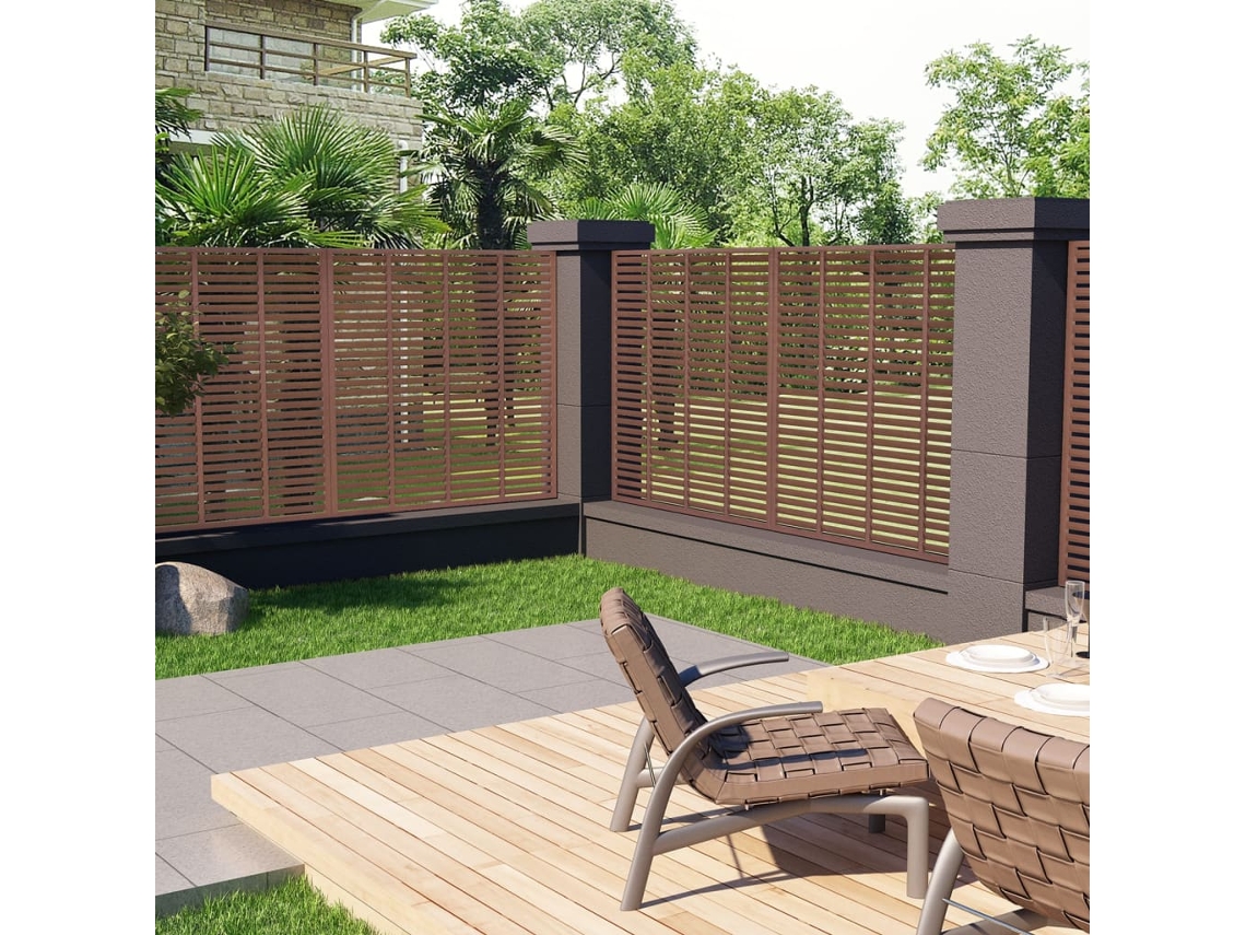 Panel de valla WPC estilo veneciano, 180 x 180 cm, marrón, DKD, decoración del hogar