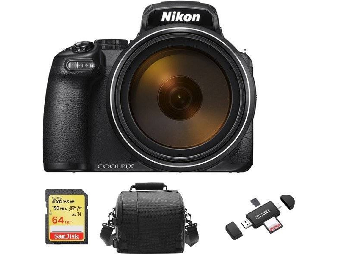 Cámara Compacta , Bolsa y Accesorios NIKON P1000 (Negro - 16 MP - Zoom Óptico: 125x)