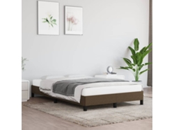 Estructura De Cama Sin Colchón Tela Marrón Oscuro 120x190 Cm