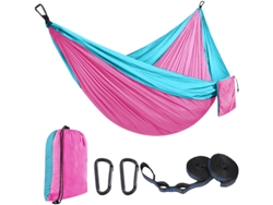 Hamaca Individual Chrui Con 51 Correas Y Mosquetón, 270 X 140 Cm (azul Cielo, Rosa)