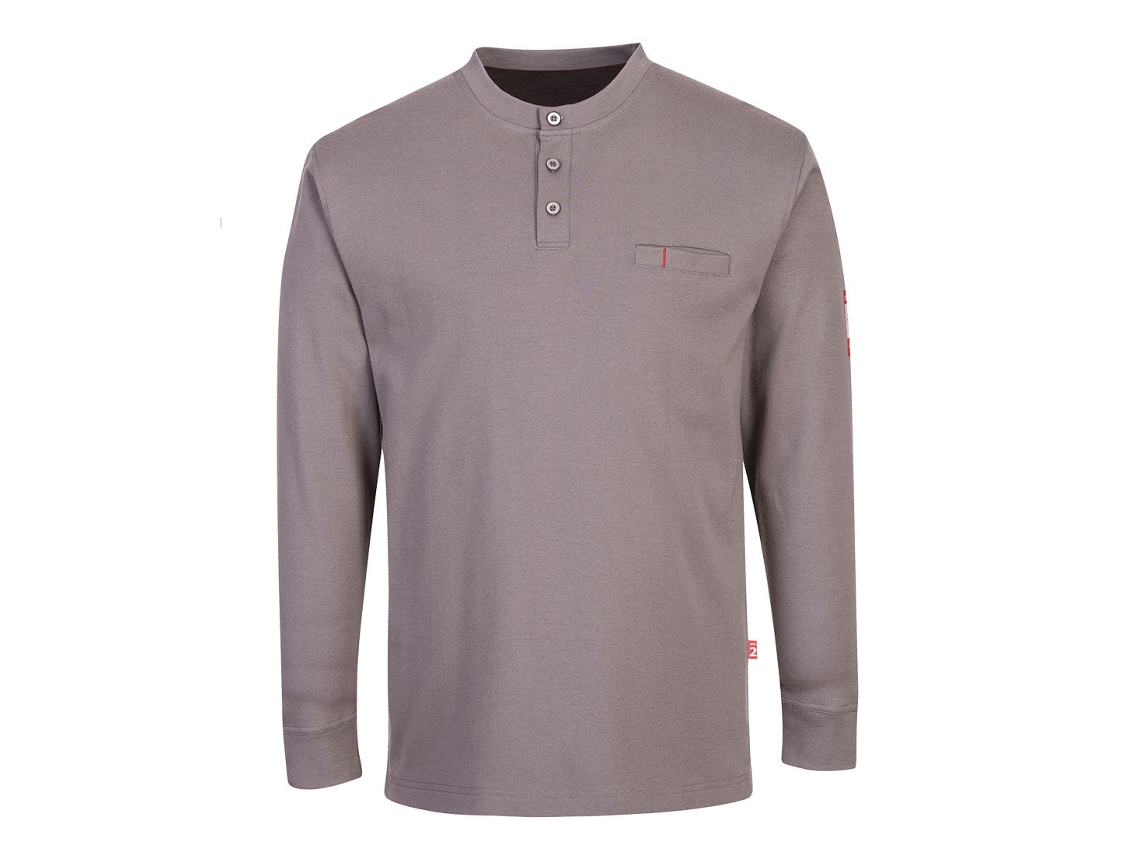 Camiseta Henley Antiestática Y Resistente A La Llama Gris / Xxxl