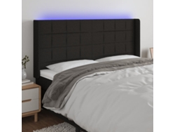 Cabecero Con Led De Tela Negro 203x16x118/128 Cm