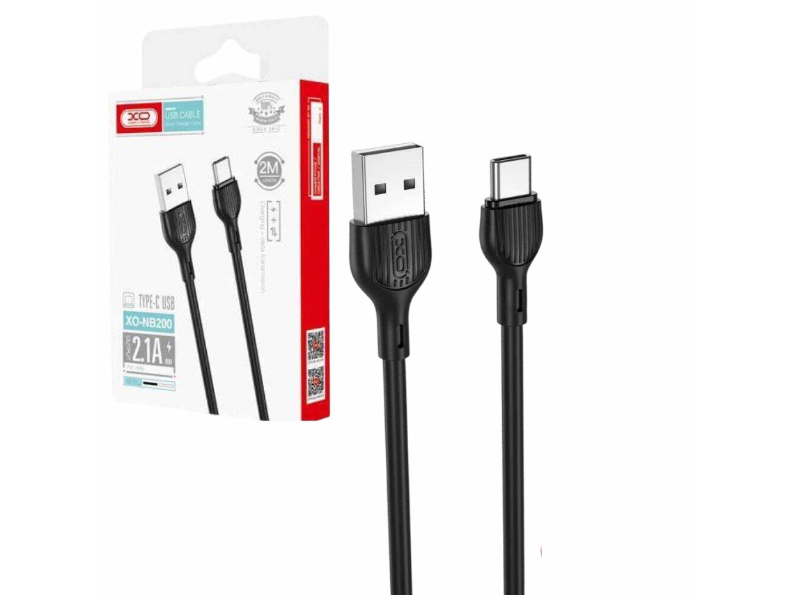 Cable USB-A macho / USB-C macho 1 m negro XO