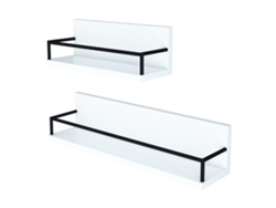 Set de 2 estantes flotantes Grue aglomerado 60x14x14 cm - Blanco/Negro [EN.CASA]