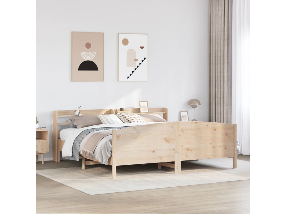 Estructura De Cama Sin Colchón Madera Maciza De Pino 180x200 Cm