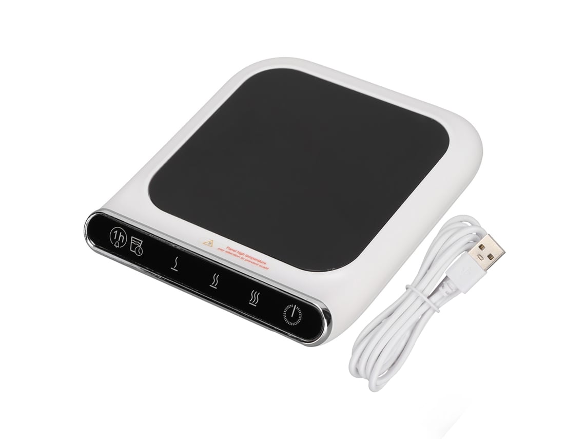 Calentador De Tazas Usb Con 3 Ajustes De Temperatura, De 55 ℃ A 110 ℃, Panel De Vidrio Cerámico, Portátil.