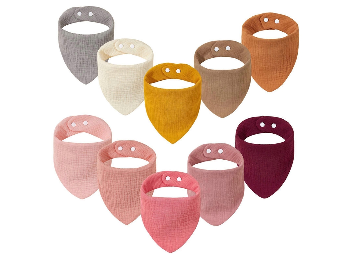 Paquete de 10 baberos para bebé, baberos de alimentación para bebés y niños pequeños, baberos unisex suaves, ligeros y absorbentes para la alimentación.