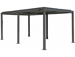 Pérgola bioclimática de aluminio Kensington de 3 x 5 m, color gris - Habitat Et Jardin