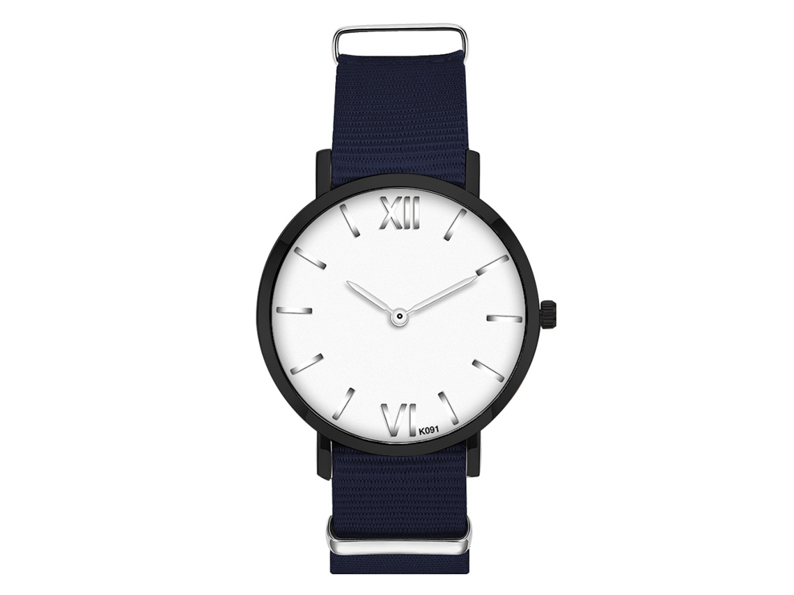 Reloj De Pulsera De Cuarzo Para Hombre Con Correa De Nailon Y Esfera Redonda Azul Marino.