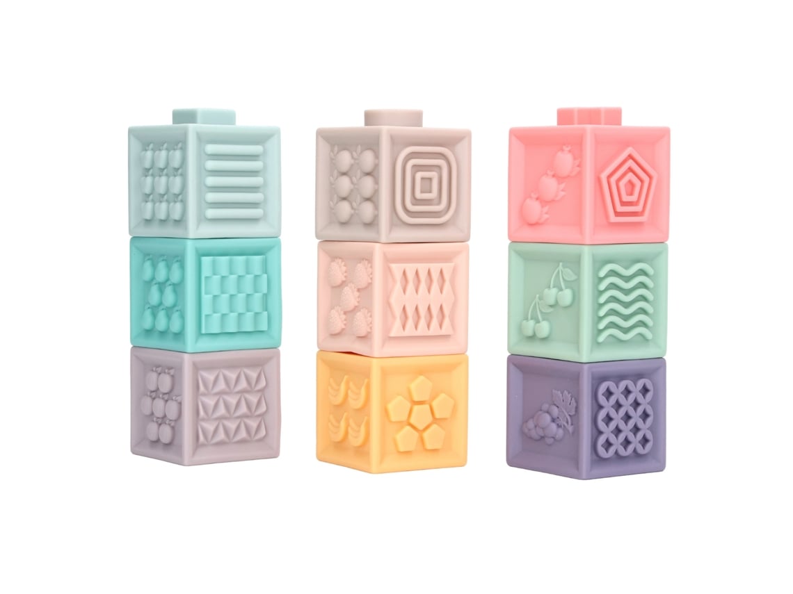 Rebe-9 Peças De Blocos Macios Para Bebê - Brinquedos Empilháveis Educativos Mastigáveis Para Bebês E Crianças Pequenas