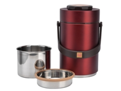 Recipiente De Almuerzo Aislado Acero Inoxidable 304 3 Capas 2300ml Para Trabajo Rojo