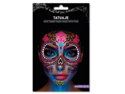 Tatuaje Catrina rosa y azul fluorescente
