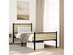 Estructura De Cama Sin Colchón Metal Roble Sonoma 90x190 Cm