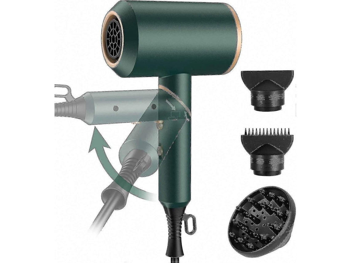 Secador de pelo de viaje plegable, 2000 W, ligero e iónico, con 2 boquillas para peinar y 1 difusor para un secado rápido. TAISHENGDA