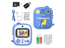 Cámara Instantánea Para Niños Cámara De Impresión Térmica Hd 1080P Pantalla De 24 Pulgadas Tarjeta De 32 Gb Azul DIGITALLAB
