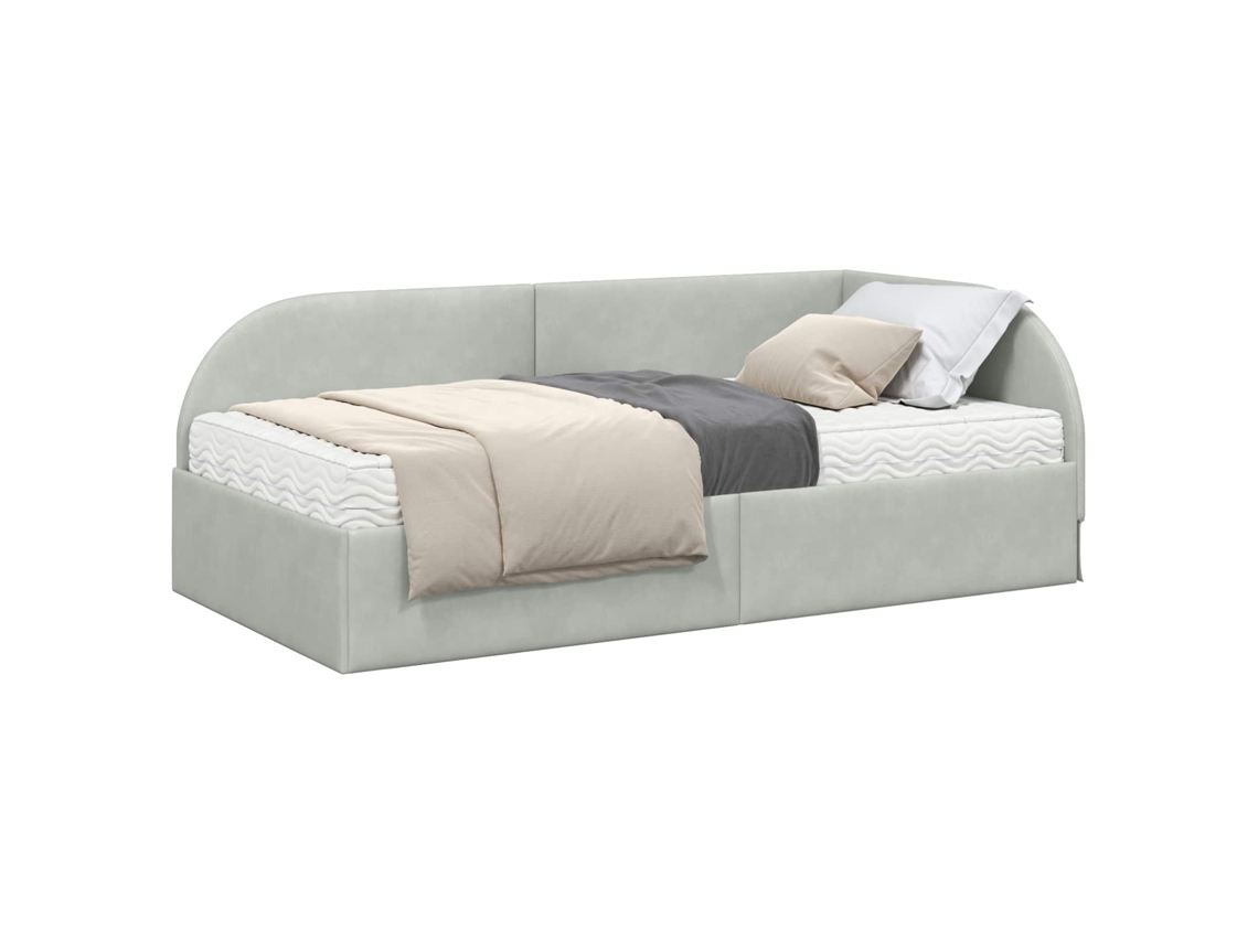 Maison Exclusive - Estructura De Cama Esquina Con Colchón Manual 2 Pcs Gris Claro