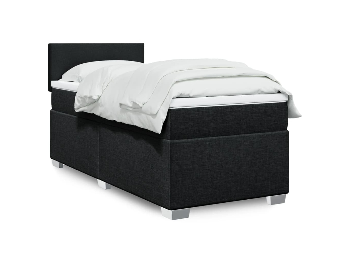 Cama Box Spring Con Colchón Tela Negro 80x200 Cm