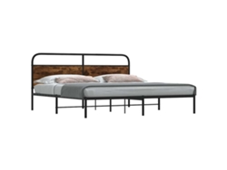 Estructura De Cama Sin Colchón Metal Roble Ahumado 200x200 Cm
