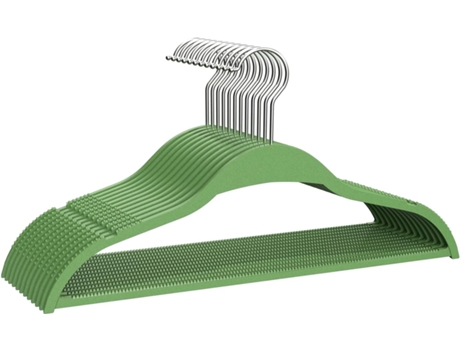 Percha de Resina Infantil Percha Cadete Color Verde Percha Resina Resistente con Muescas Antideslizantes 41cm Pack 16 Unidades COM-FORT HOUSE