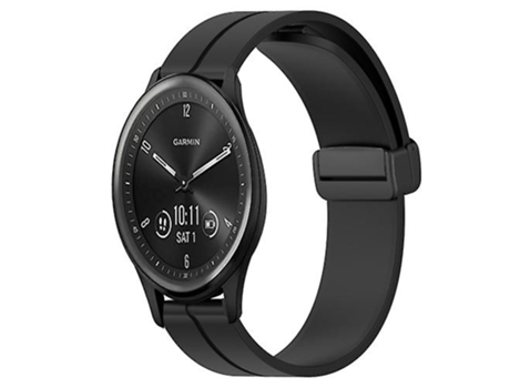 Correa De Reloj Inteligente Para Garmin Vivomove Sport, Correa De Reloj Negra De Silicona Con Cierre Magnético De Color Sólido De 20Mm VENISYMLIS