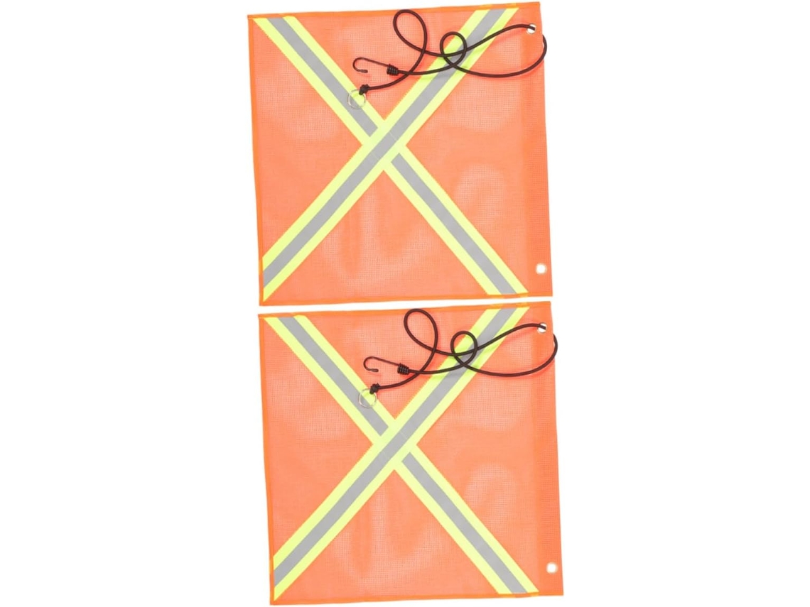Juego De 2 Banderas Reflectantes De Malla De Pvc De 46x46 Cm Para Camión, Coche Y Remolque.