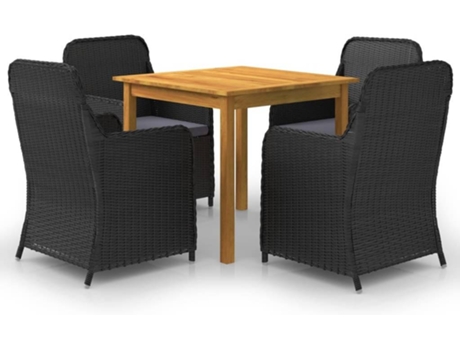 Conjunto 5 de comedor para jardín VIDAXL negro