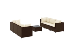 Conjunto 7 muebles de jardín VIDAXL y cojines ratán sintético marrón