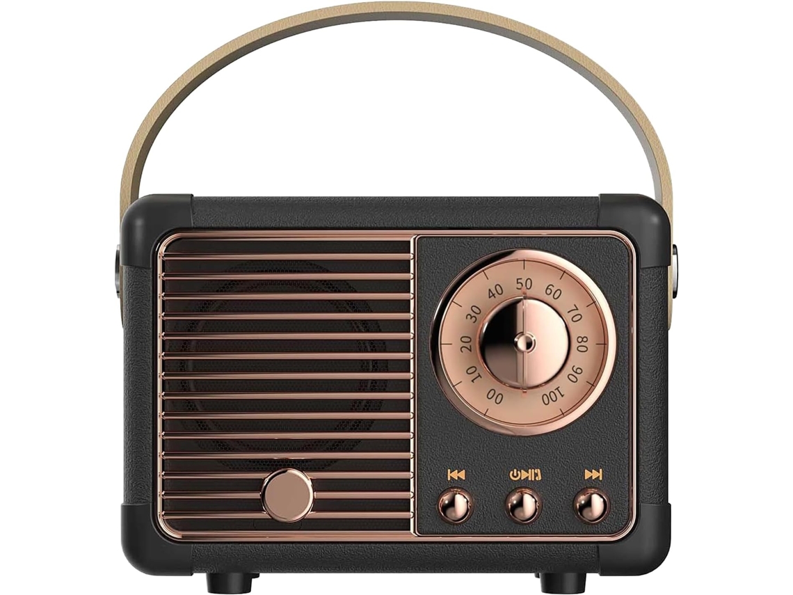Altavoz Bluetooth Portátil, Pequeño Y Bonito Mini Subwoofer Retro (negro) Czhhmart