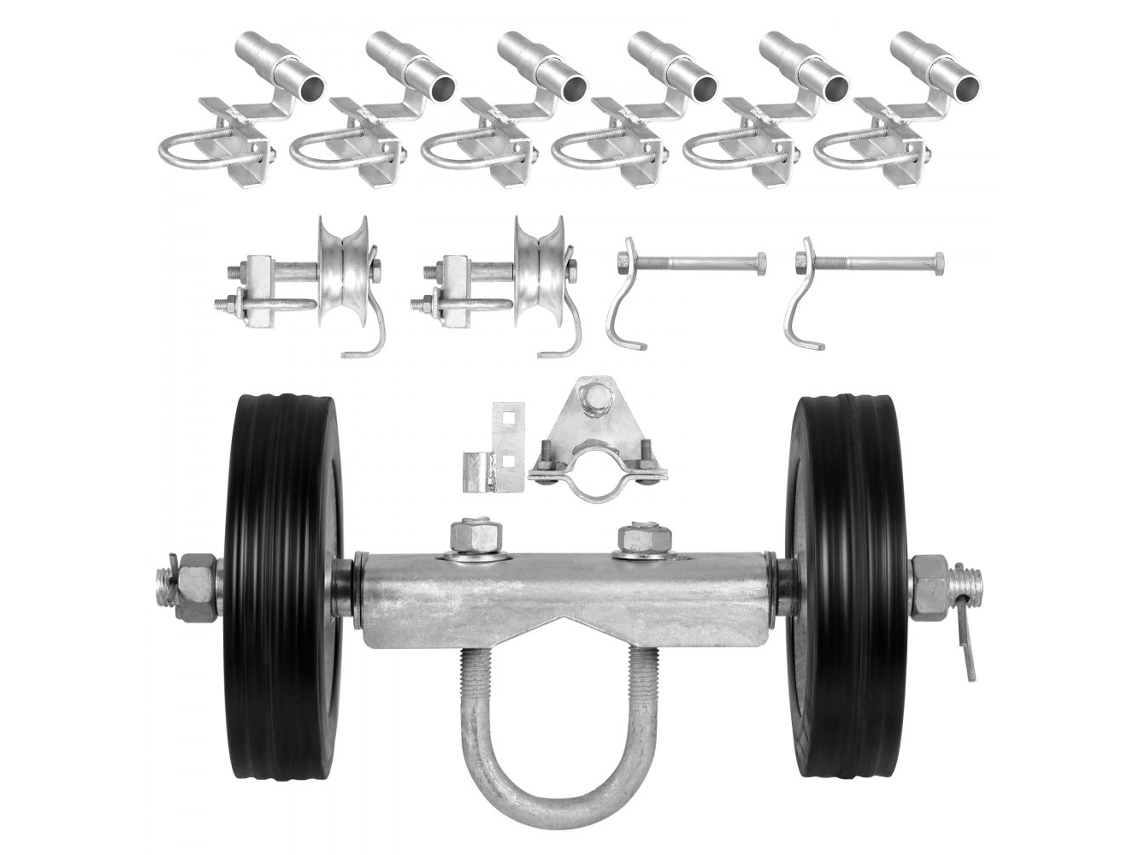 Juego de poleas y ruedas para portones correderos con capacidad de 272 kg Tekmaquinas