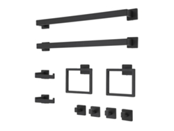 Juego de accesorios de baño, kit completo de 10 piezas, diseño moderno, negro.