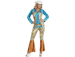 Disfraz de Hippie azul de terciopelo para mujer