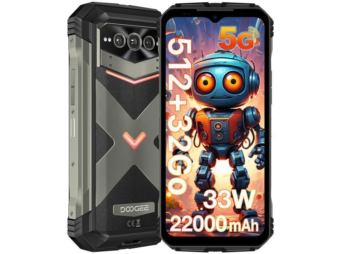 Doogee Vmax Pro Smartphone robusto 32 GB 512 GB Batería de 22000 mAh 33 W Pantalla FHD de 6,58" Cámara Ai de 108 MP Ip68 NFC Dual Sim 5G GPS Gris