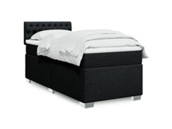 Cama Box Spring Con Colchón Tela Negro 80x200 Cm