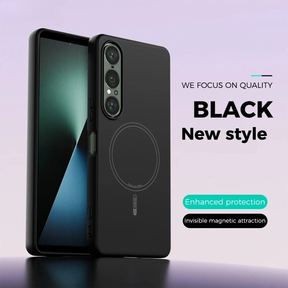 (negro, Sony Xperia 5v) Elegante Y Suave Funda Protectora De Silicona Líquida Con Cierre Magnético, Compatibilidad Con Magsafe Y Protección Contra Caídas.