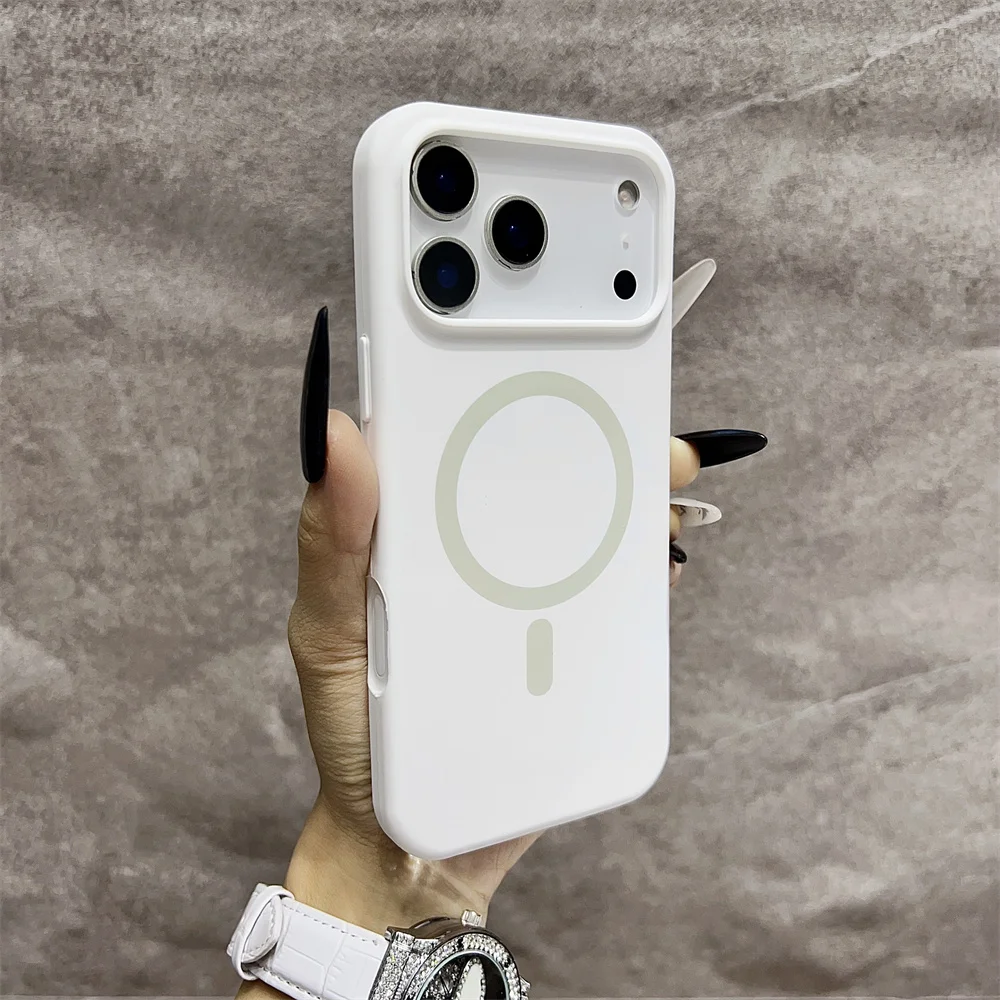 (iphone 15 Plus, Blanco) Funda Protectora Magnética Magsafe Para Iphone, Fabricada En Silicona.
