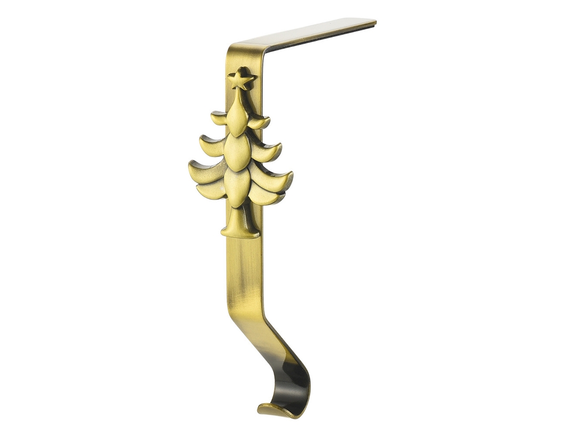 Soporte metálico para medias navideñas, accesorio brillante para chimenea TRUYUETY