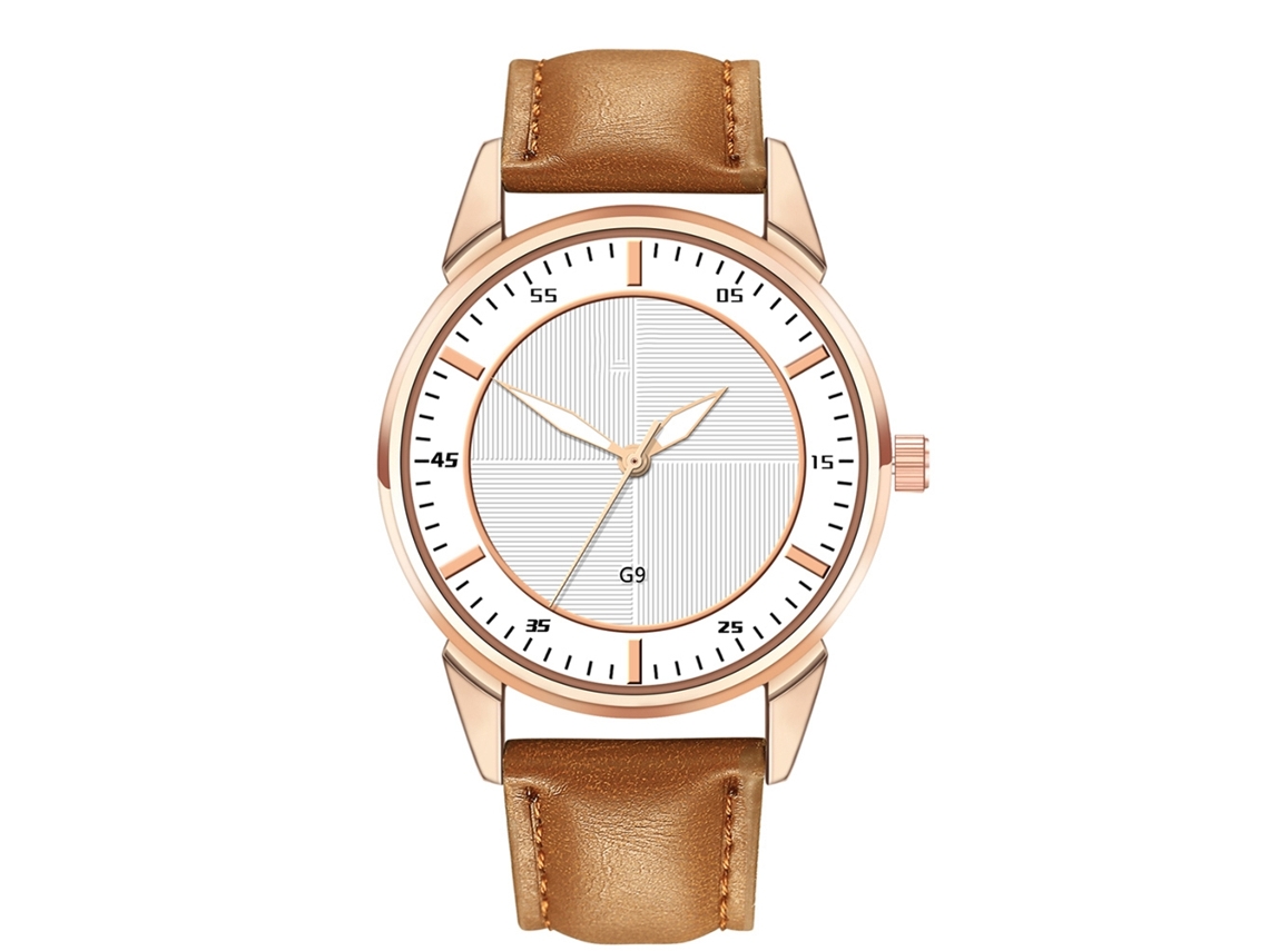 Reloj Analógico Para Hombre Con Correa De Piel Sintética, Movimiento De Cuarzo, Resistente Al Agua (marrón Claro, Pantalla Negra).