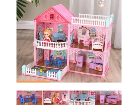 Niñas Princesa Villa Juguete Educativo Casa de Muñecas Hecha A Mano 4 Habitaciones 2 Capas
