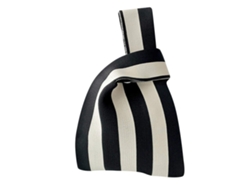 Bolsa De La Compra A Rayas De Gran Capacidad, Plegable Y Reutilizable, En Blanco Y Negro.