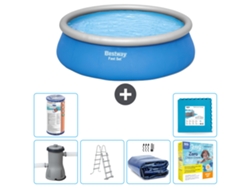Piscina Hinchable Redonda Fast Set BESTWAY - 457 x 122 cm - Azul - Incluida Bomba - Escalera Accesorios CB26