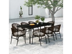 Juego de comedor de jardín de 9 piezas marrón Dkd Home Decor