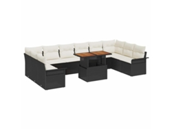 Maison Exclusive - Conjunto De Sofás De Jardín Con Cojín 11 Pcs Negro Y Crema