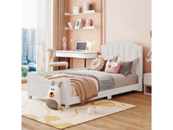 Cama Infantil De Franela Beige, 90x200 Cm, Sofá Cama, Con Brazos, Respaldo Y Multifuncional.