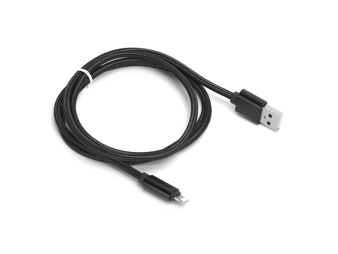 Cable De Datos Y Carga Usb Trenzado Resistente De 1m Para Interfaz Ios, Color Negro
