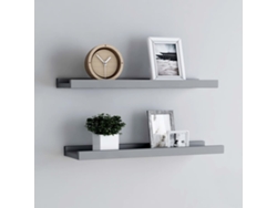 Estantería con borde (2 unidades, 40 x 9 x 3 cm, MDF, gris, DKD Home Decor)