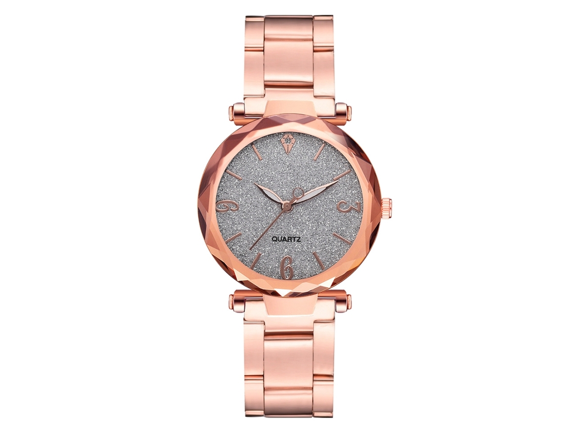 Reloj De Pulsera Para Mujer De Acero Aleado Con Esfera Geométrica Y Movimiento De Cuarzo Blanco.