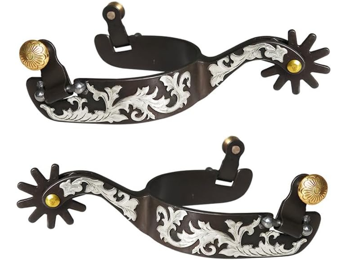 Espuelas Metálicas Para Caballo De Hombre Con Botas De Montar Decoradas - Accesorios De Equitación