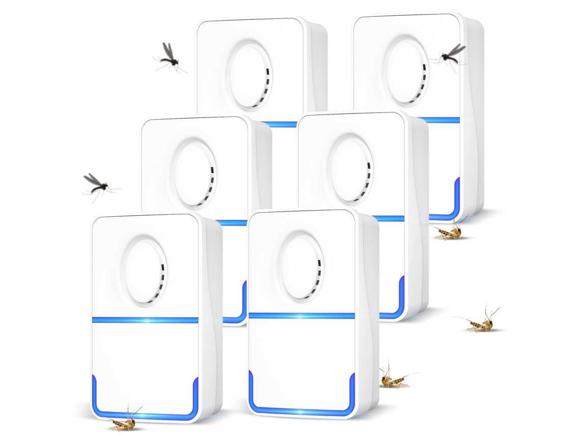 Repelente Ultrasónico Enchufable Para Plagas, Paquete De 6 Unidades Para Mosquitos, Ratas, Insectos Y Arañas, Cobertura De 850 A 1300 Pies Cuadrados. Seguro Para Humanos Y Mascotas.